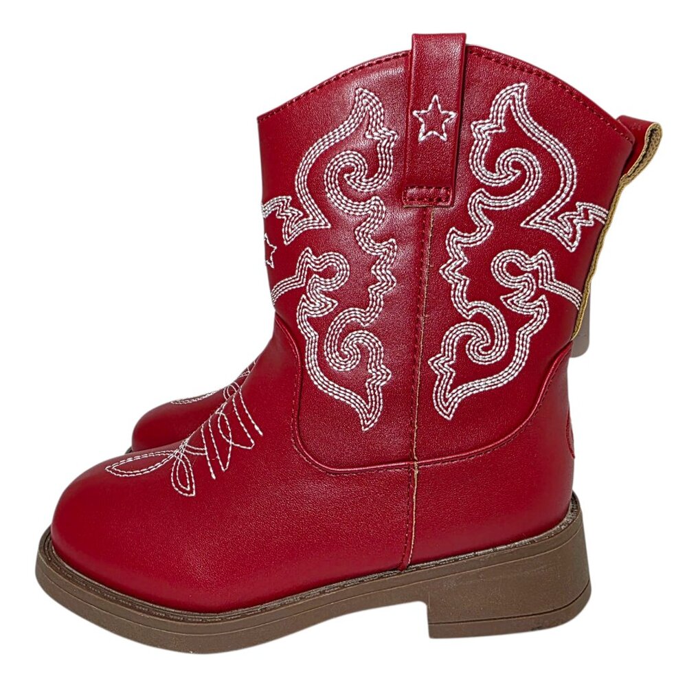 Pawz Cowboy Western Boots Little & Big Boys Zipper Closure Embroidered Detail - Picture 3 of 13